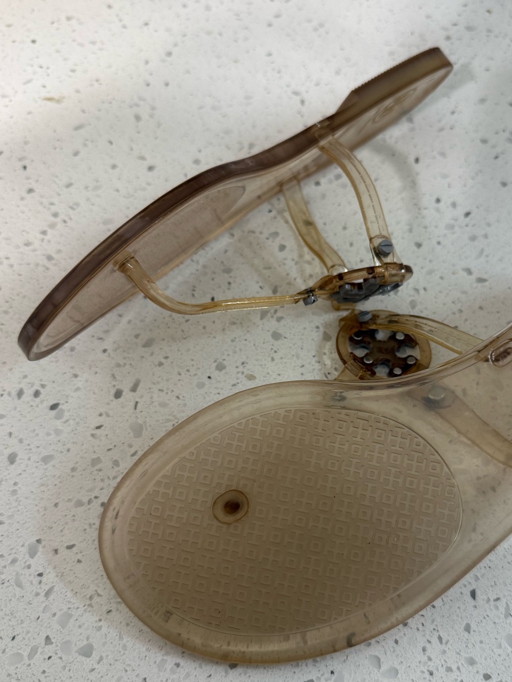 Tory Burch Clear Jelly Thong Sandals Ankle Strap Logo Buckle Womens US 7 - Picture 5 of 5